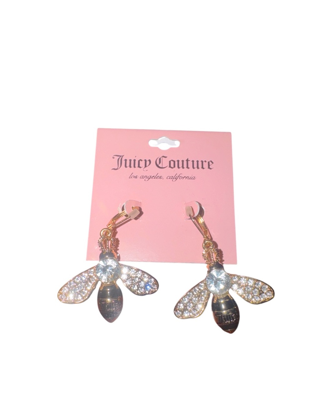 Juicy Couture Gold & Black Crystal Bee Drop Earrings